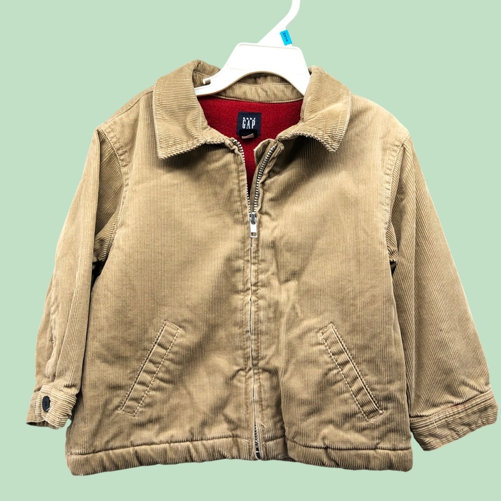 Vintage Y2K Baby Gap Corduroy Fleece Lined Jacket Tan Brown Toddler 3T 3 Years